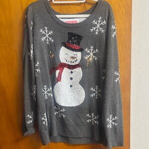 Tipsy Elves Charcoal Snowman Sweater